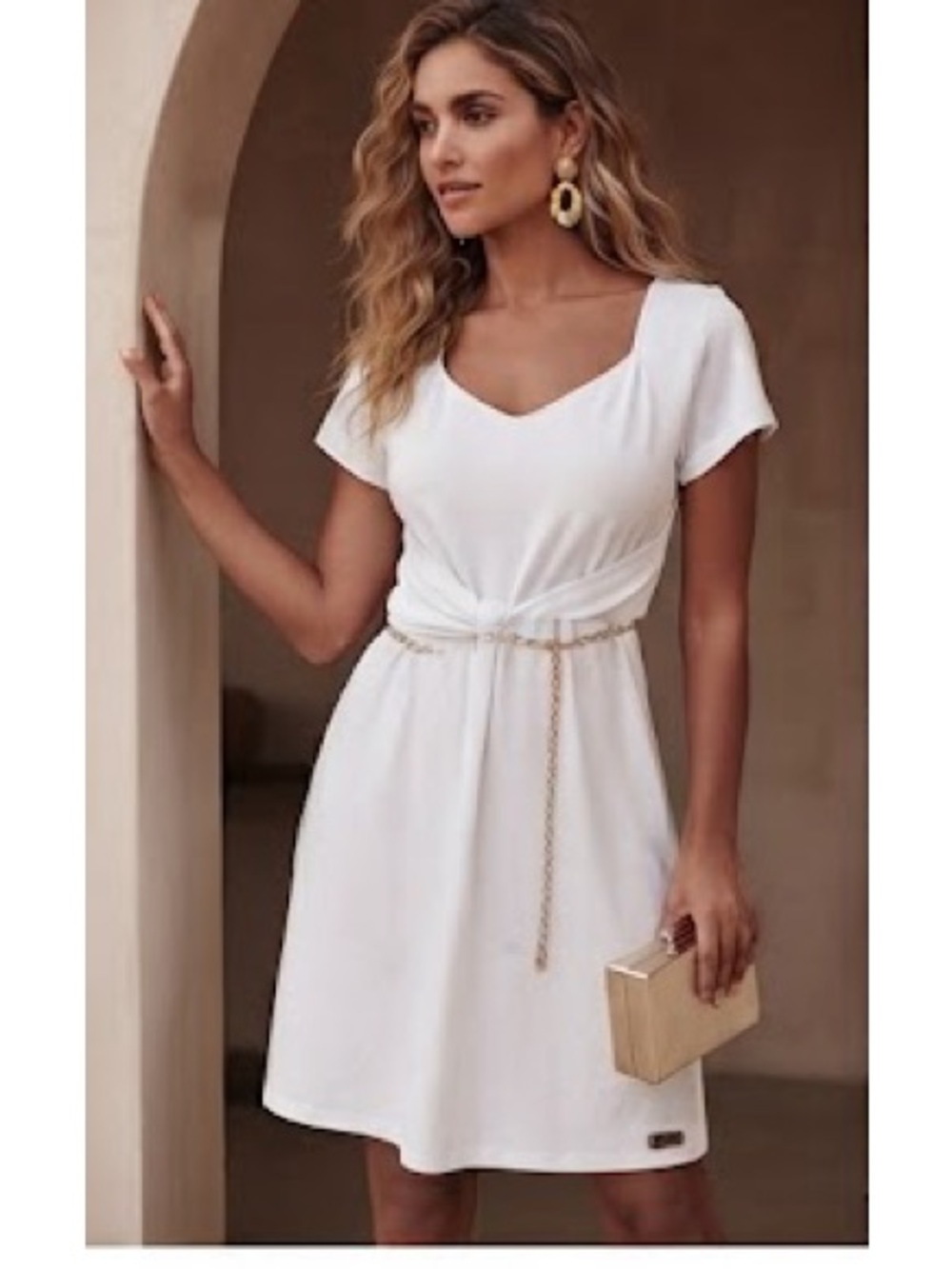 🔥Orb - Dress Front Tie Knot  White Dress 👗
